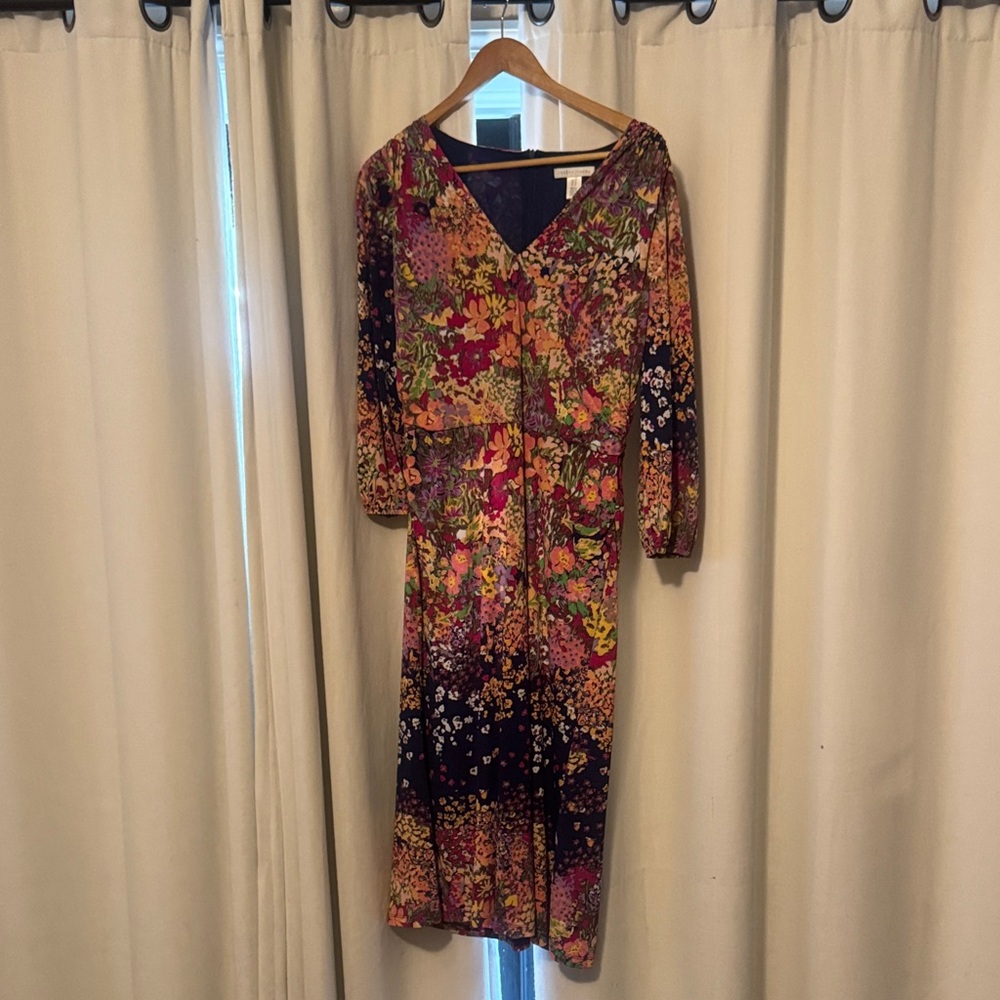 London Times Vibrant Floral Long Sleeve Dress